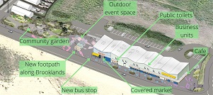 Graphic showing the layout of the commercial workspace development and location of various facilities